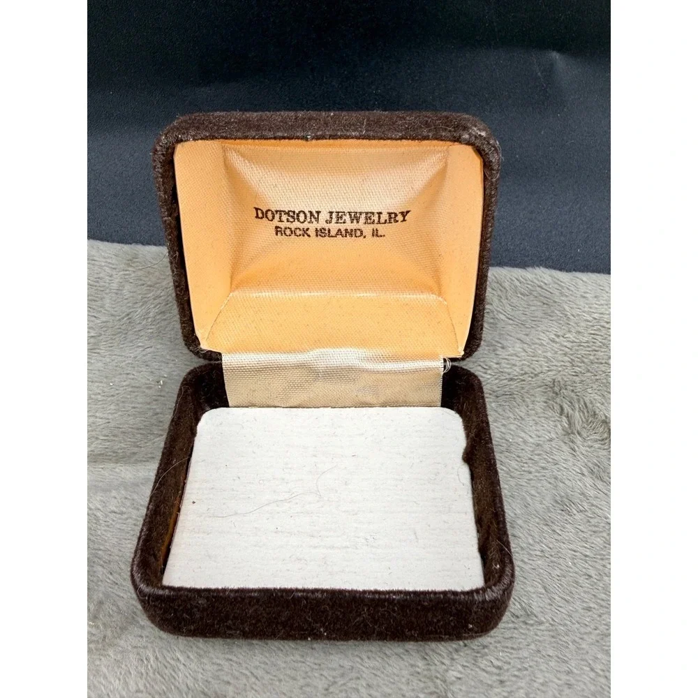 Vintage Dotson Jewelry Presentation Box Brown Velvet Hinged Small 2.5